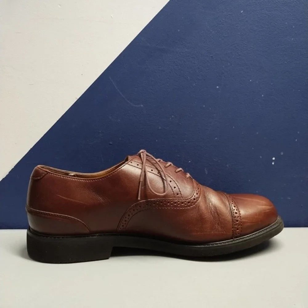 Rockport‎ Oxford Dress Shoes Mens Size 9.5W Brown Leather Cap Toe Lace Up M1721